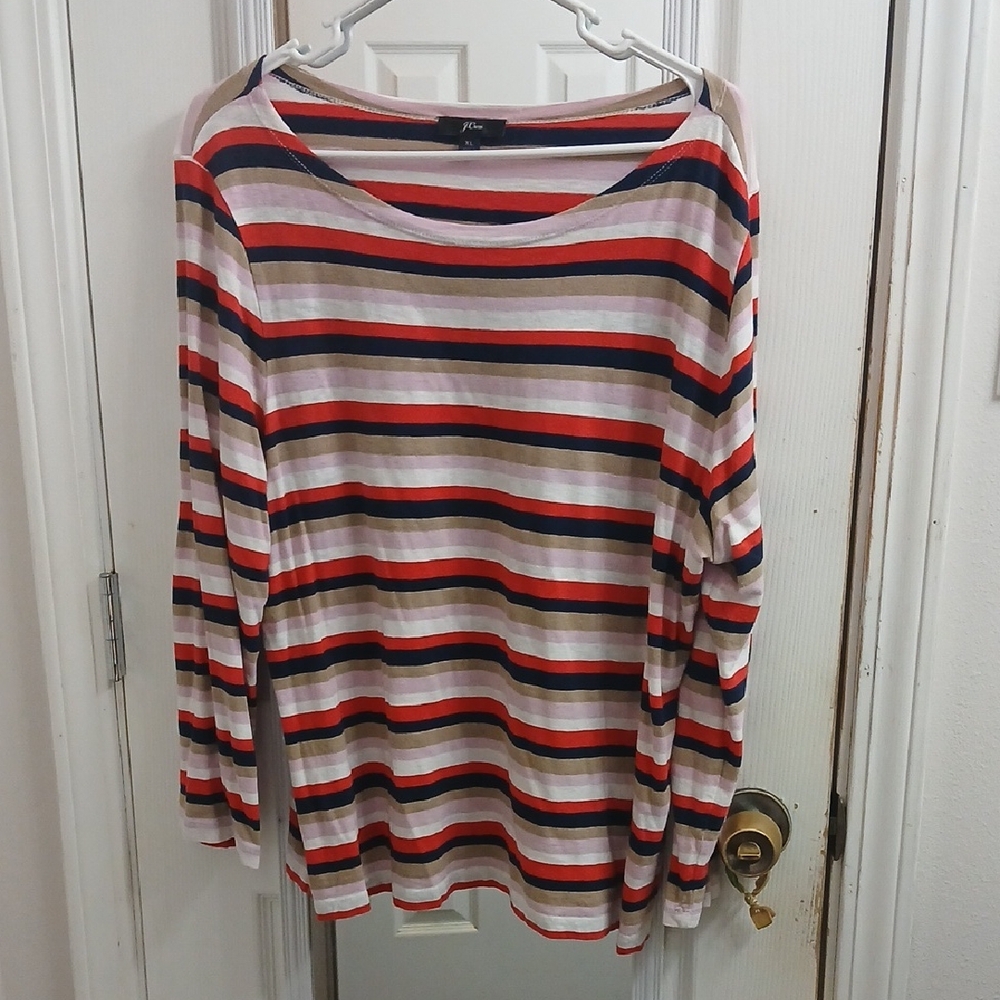 J. Crew Multicolor Striped Long Sleeve Top Size Xl